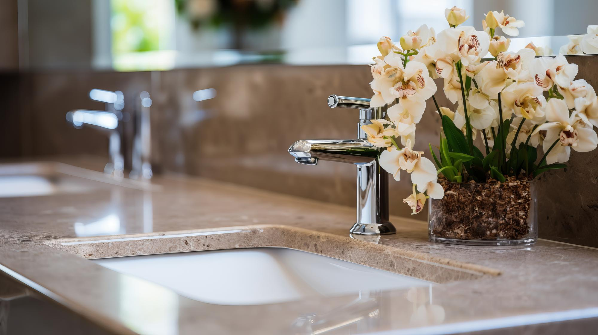 Granite bathroom vanity Houston TX installed by Olafab Cabinetry
